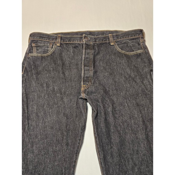 Levi Strauss 501 Jeans Mens W42 L29 (hemmed) Dark Wash Button Fly Straight Leg - Picture 3 of 16